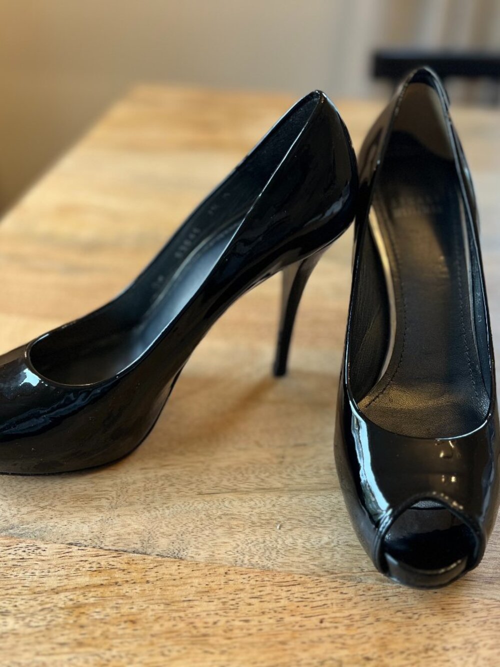 Stuart Weitzman Black Open-Toe Pumps size 7.5